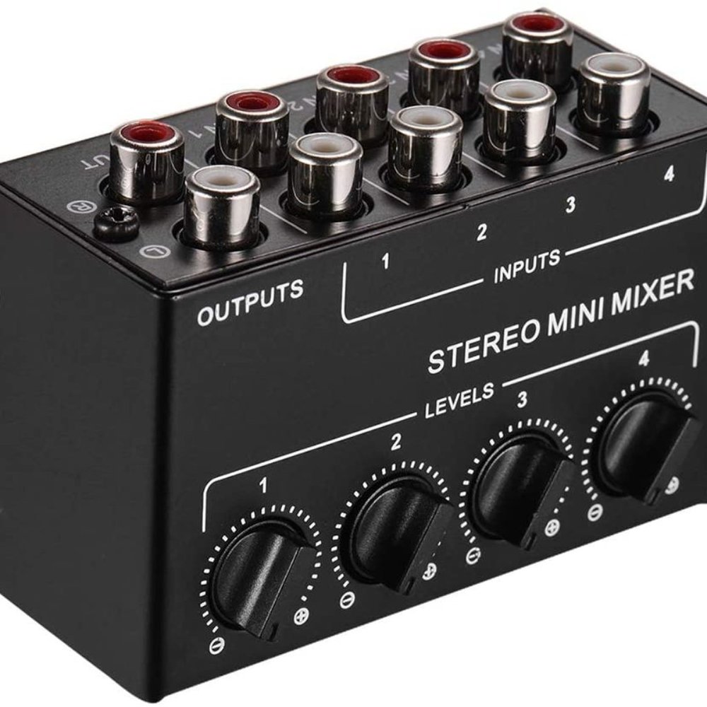 BNIB Mini Stereo RCA 4 channel passive audio mixer CX400